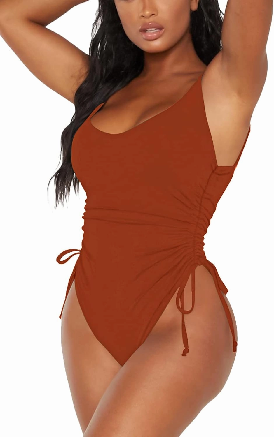 Viottiset Women's Ruched High Cut One Piece Swimsuit Tummy Control Bathing Suit Monokini