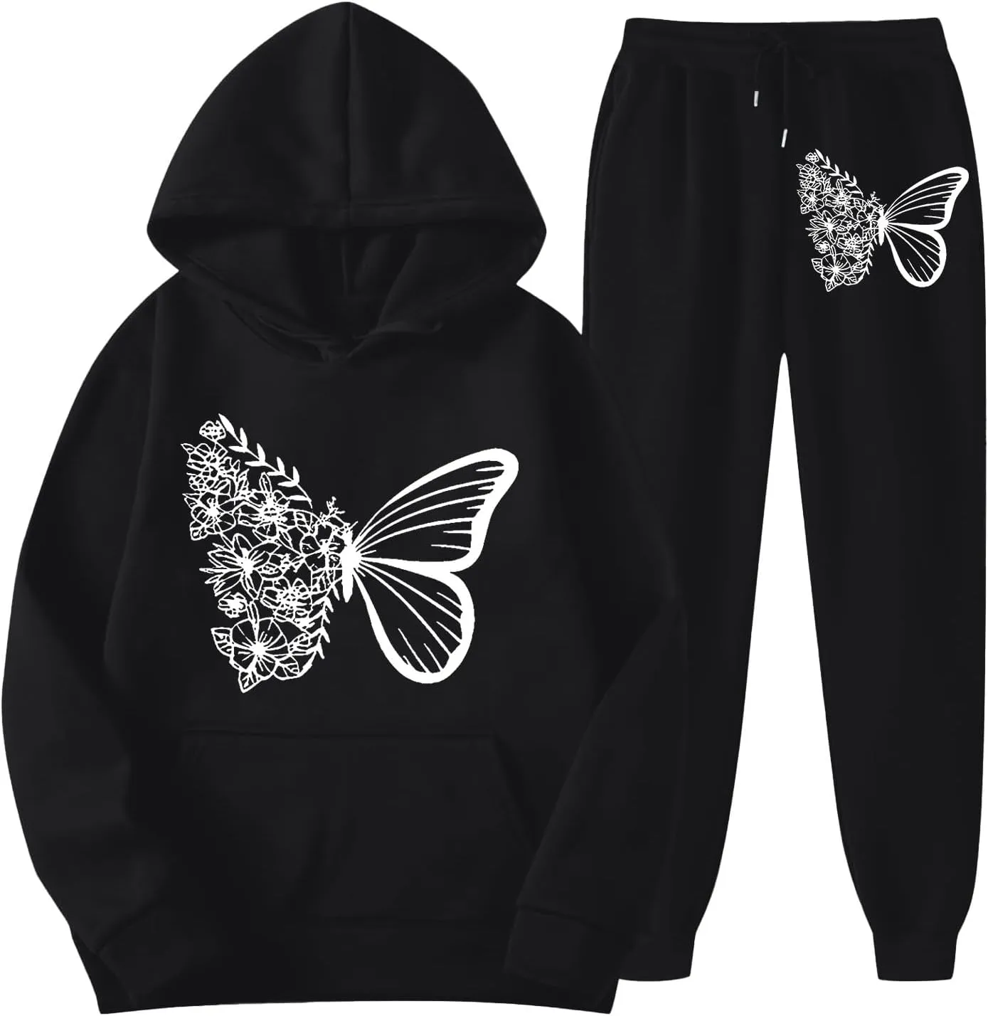 Women 2 Piece Outfits Sweatsuit Print Hoodies Pullover Sweatshirt Sweatsuits Oversized Sweatshirt Baggy Spring Fall