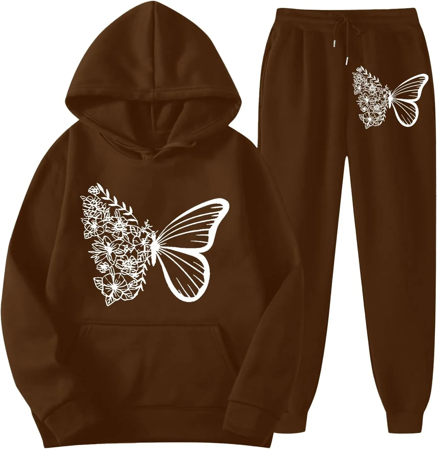 Women 2 Piece Outfits Sweatsuit Print Hoodies Pullover Sweatshirt Sweatsuits Oversized Sweatshirt Baggy Spring Fall