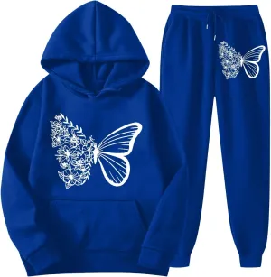 Women 2 Piece Outfits Sweatsuit Print Hoodies Pullover Sweatshirt Sweatsuits Oversized Sweatshirt Baggy Spring Fall