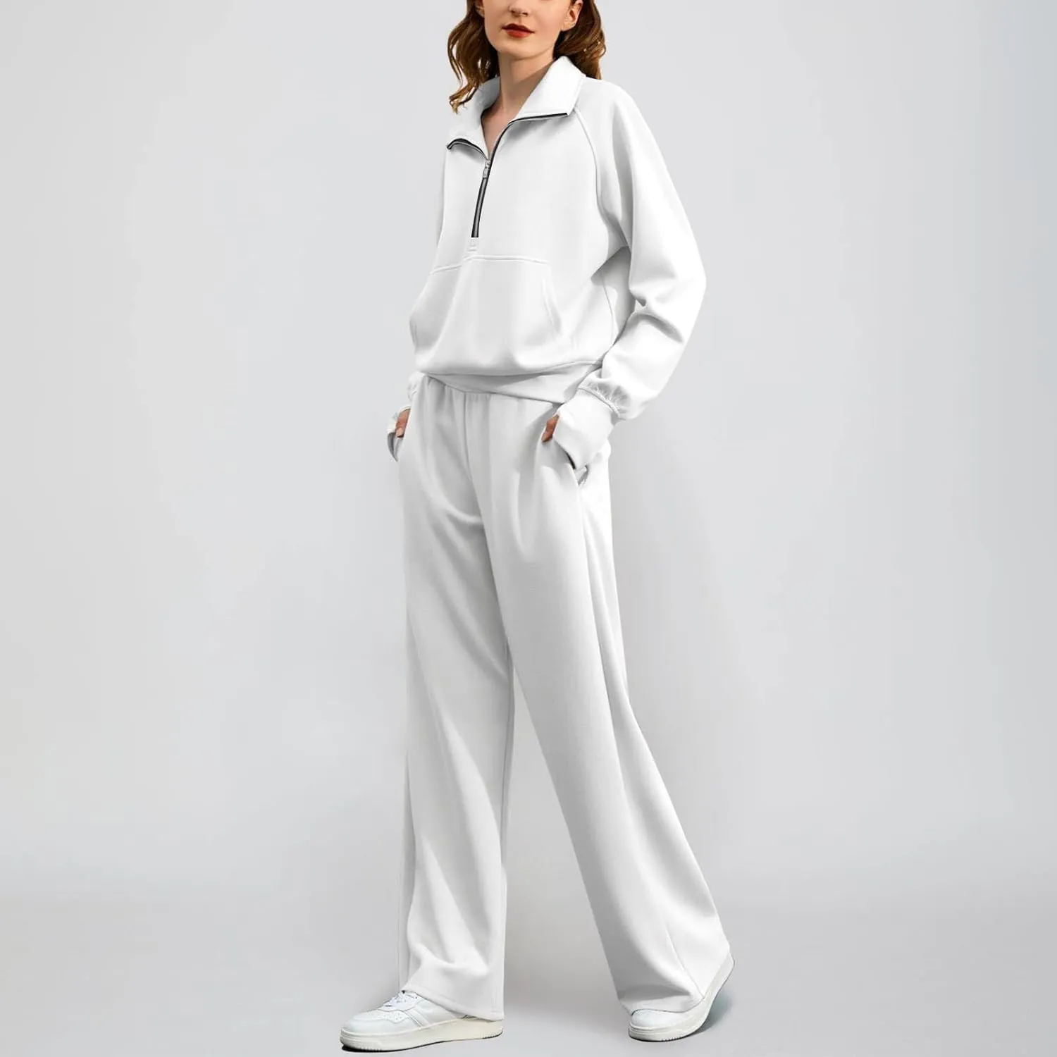Women 2 Piece Outfits Sweatsuit Solid Color Pants Spring and Autumn Set Dressy Sets Tracksuits Outfits