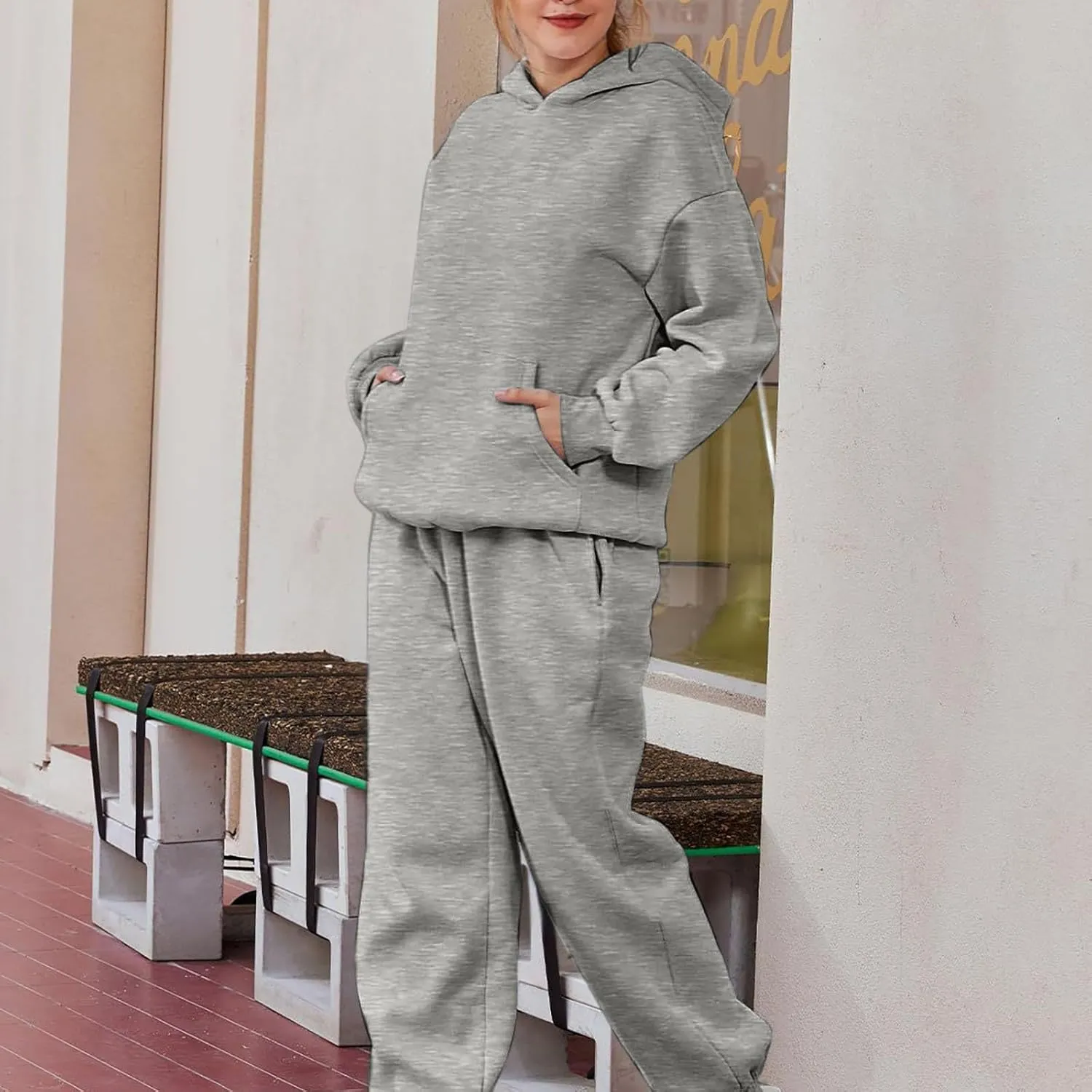 Women 2 Piece Outfits Sweatsuit Solid Color Pants Spring and Autumn Set Dressy Sets Tracksuits Outfits