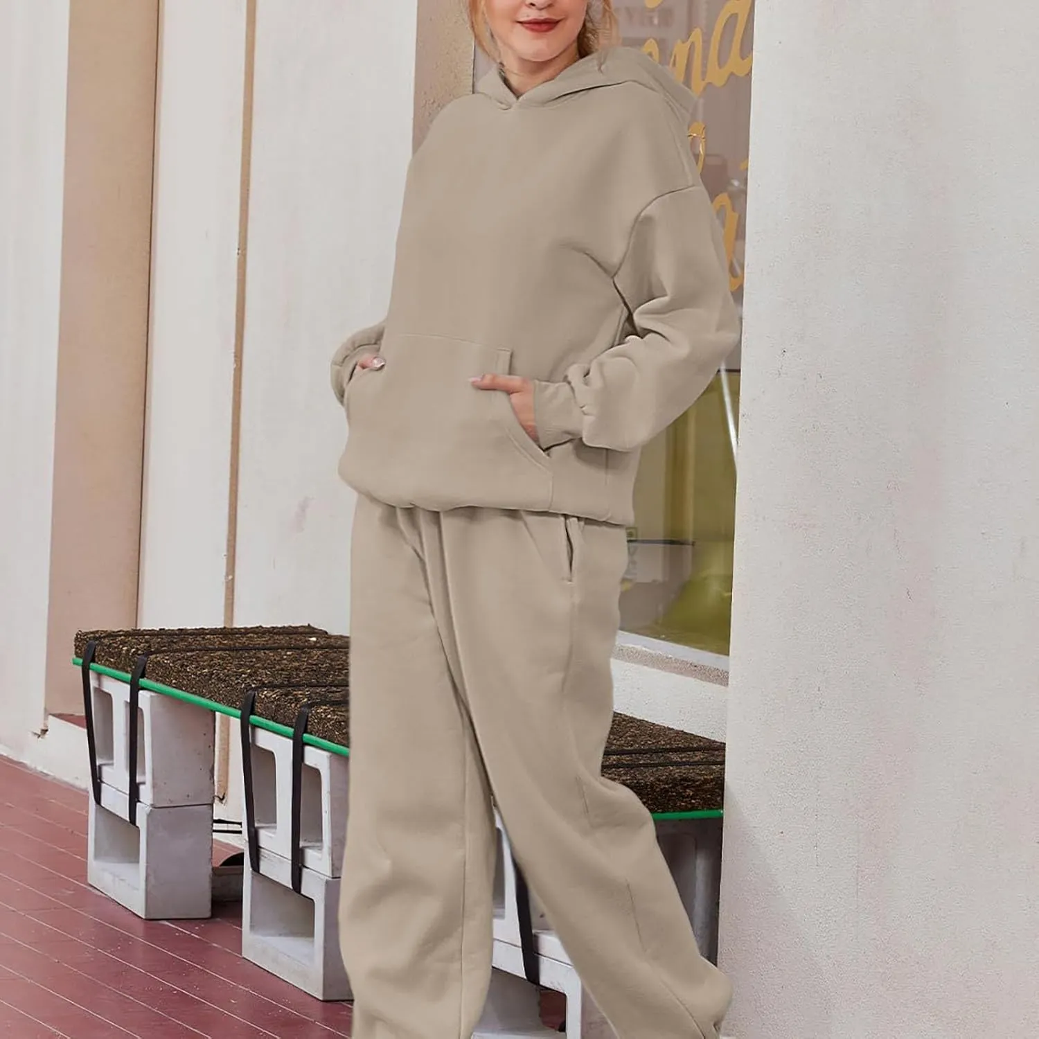 Women 2 Piece Outfits Sweatsuit Solid Color Pants Spring and Autumn Set Dressy Sets Tracksuits Outfits