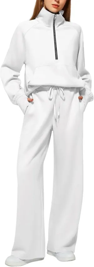 Women 2 Piece Outfits Sweatsuit Solid Color Pants Spring and Autumn Set Dressy Sets Tracksuits Outfits