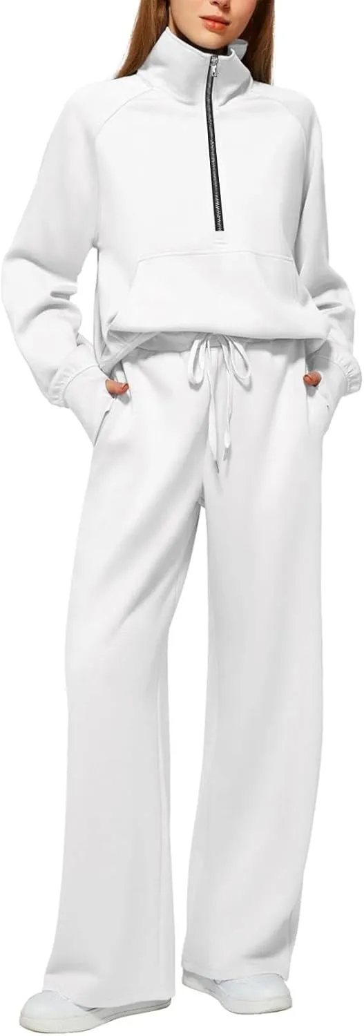 Women 2 Piece Outfits Sweatsuit Solid Color Pants Spring and Autumn Set Dressy Sets Tracksuits Outfits