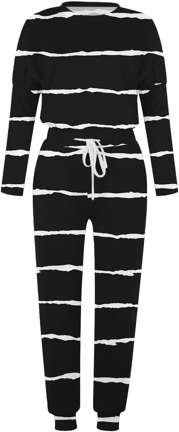 Women Sweatsuits 2 Piece Sleeve Crewneck Pullover Tops and Long Pants Tracksuit Sweatsuits with Dressy Sets Outfits