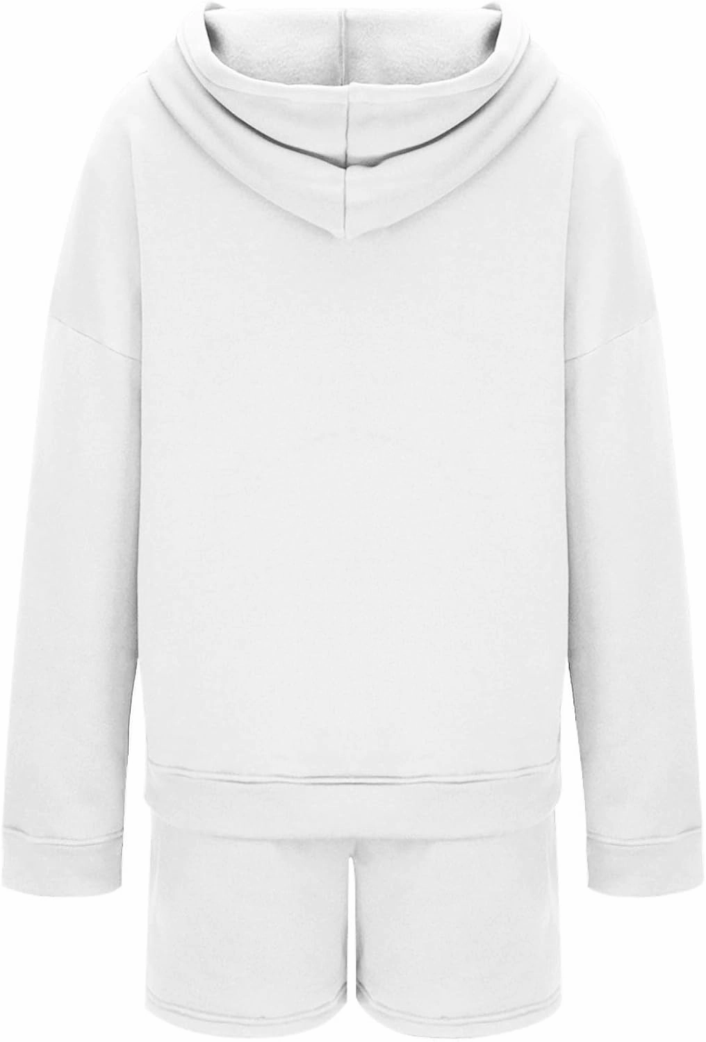 Women 2 Piece Clothing Set Fall Fashion Pullover Long Sleeve Hooded Sweatshirt Matching Short Pants Suit