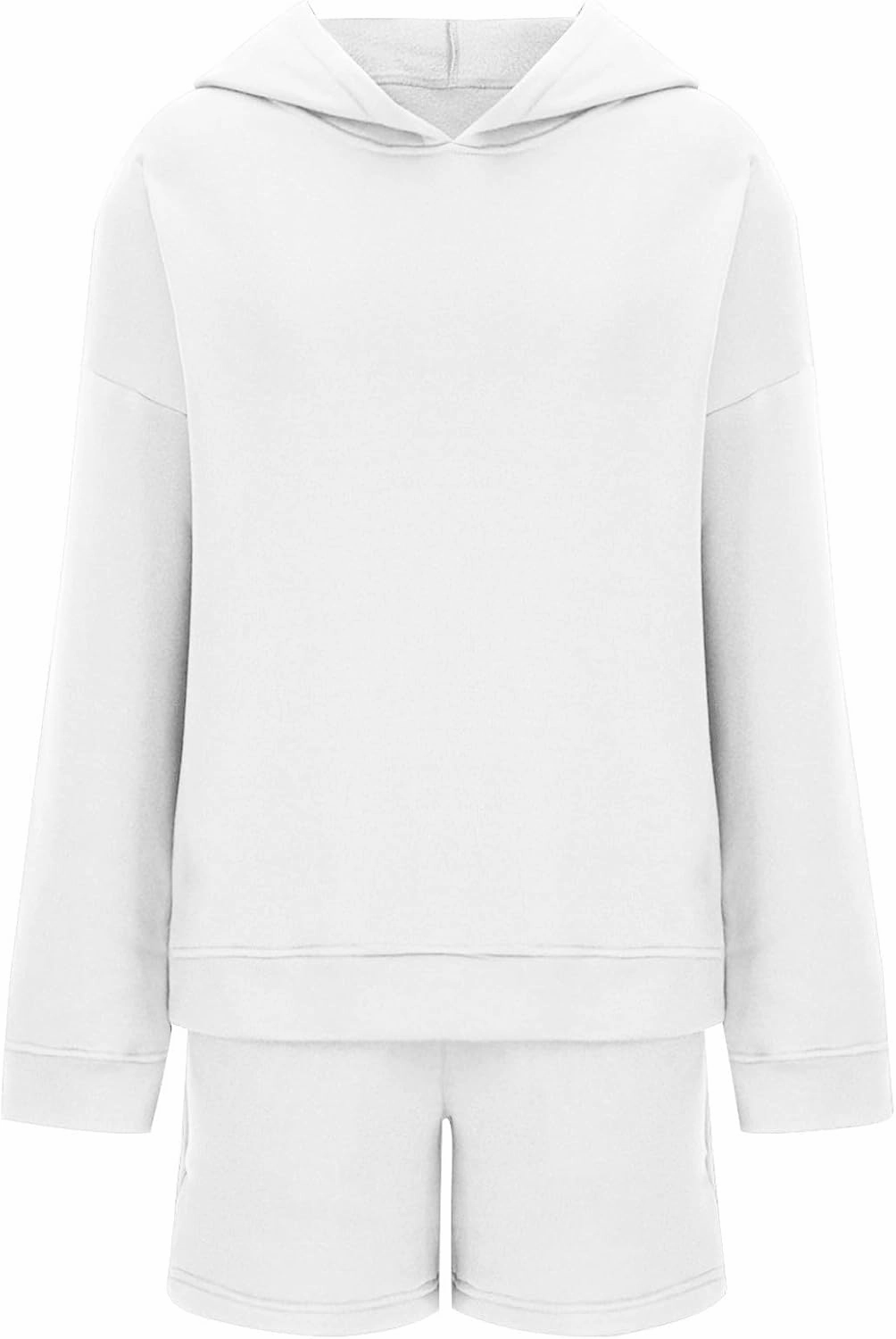 Women 2 Piece Clothing Set Fall Fashion Pullover Long Sleeve Hooded Sweatshirt Matching Short Pants Suit