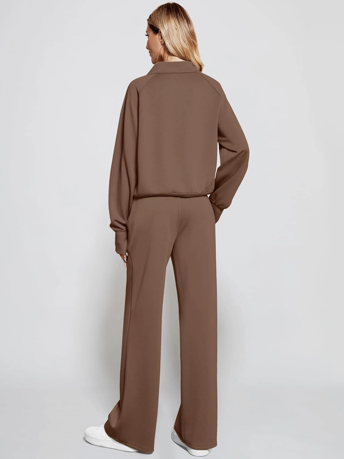 Women's 2 Piece Outfits Lounge Set 2025 Oversized Half Zip Sweatshirt Wide Leg Sweatpant Set Sweatsuit Tracksuit