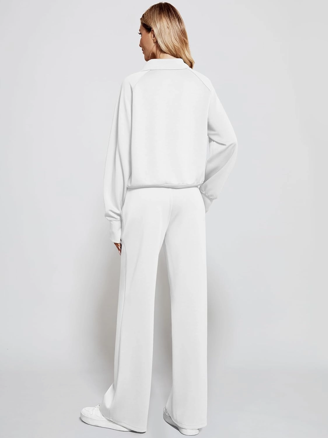 Women's 2 Piece Outfits Lounge Set 2025 Oversized Half Zip Sweatshirt Wide Leg Sweatpant Set Sweatsuit Tracksuit
