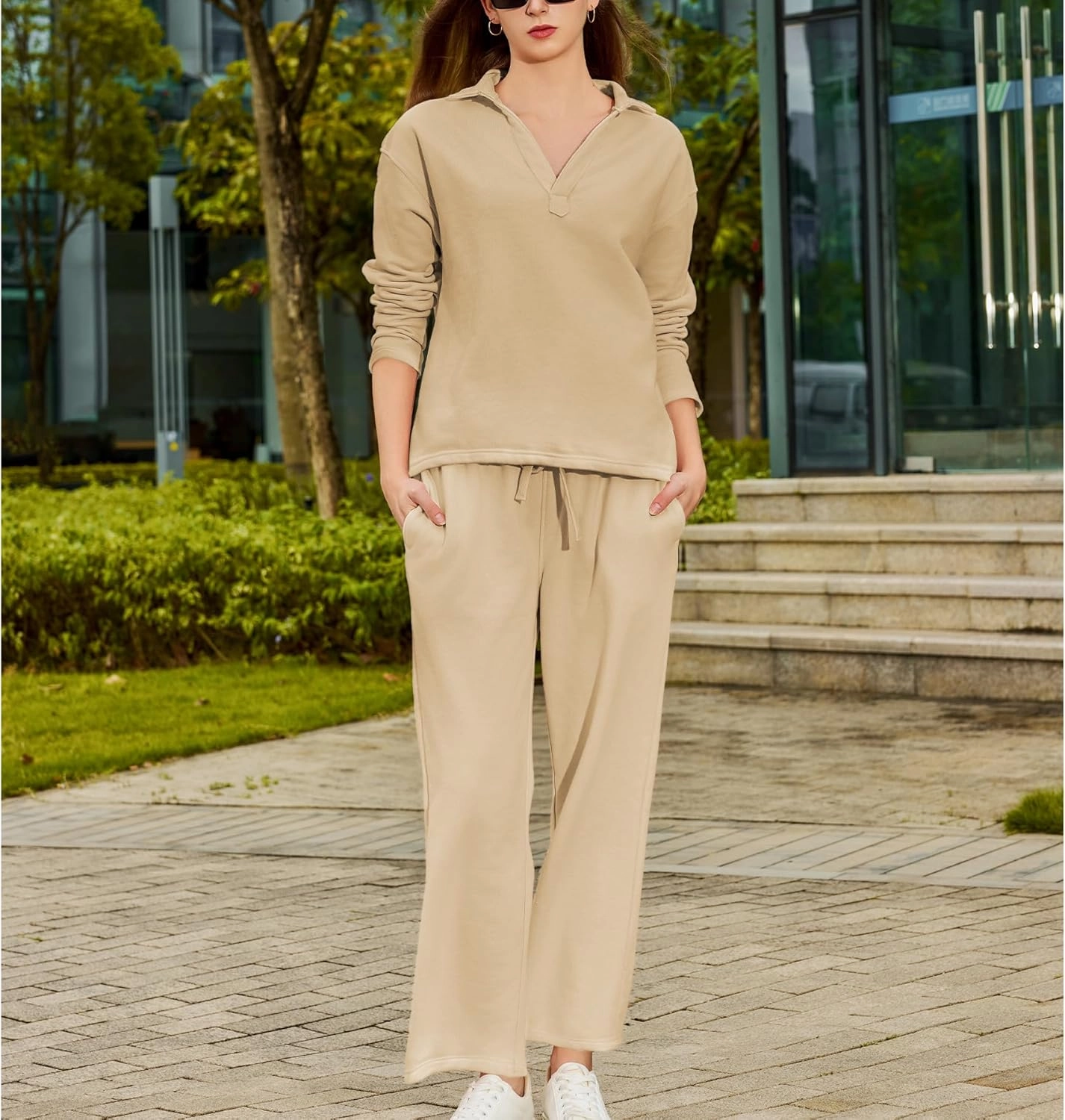 Women's Carmel Tracksuit 2 Piece Set - Patrick Pullover Sweatshirt & Catherine Sweatpants - Casual Lounge Set