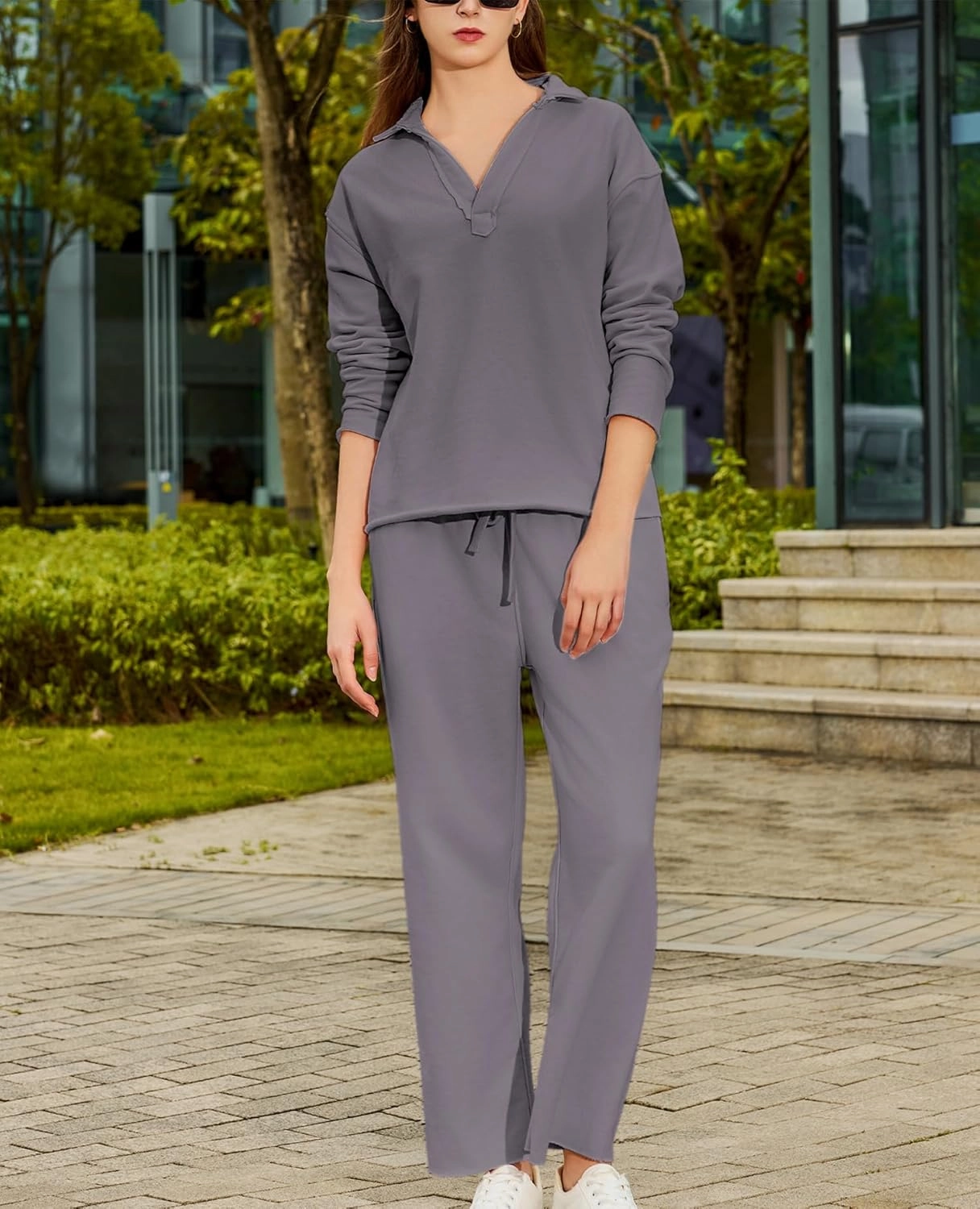 Women's Carmel Tracksuit 2 Piece Set - Patrick Pullover Sweatshirt & Catherine Sweatpants - Casual Lounge Set