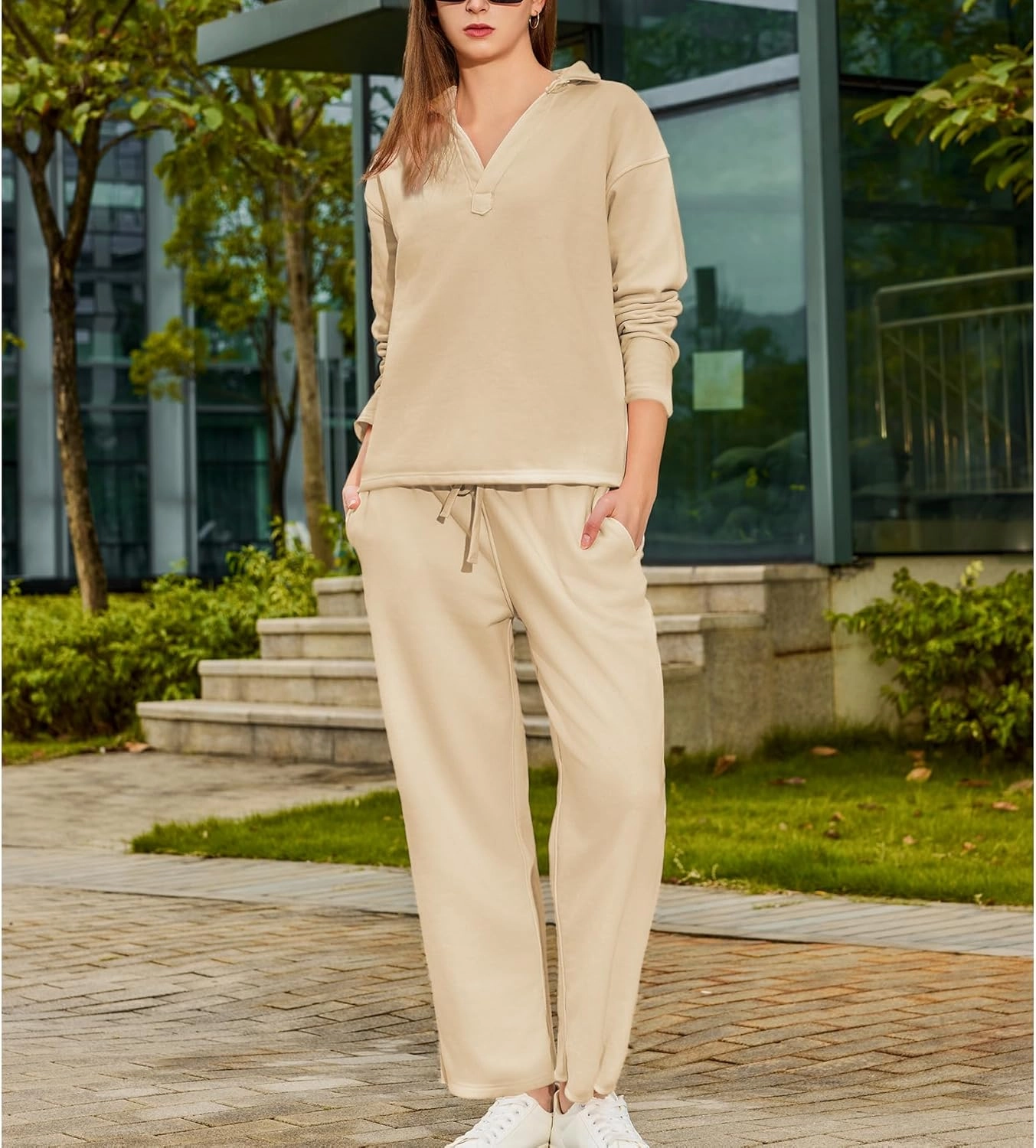 Women's Carmel Tracksuit 2 Piece Set - Patrick Pullover Sweatshirt & Catherine Sweatpants - Casual Lounge Set