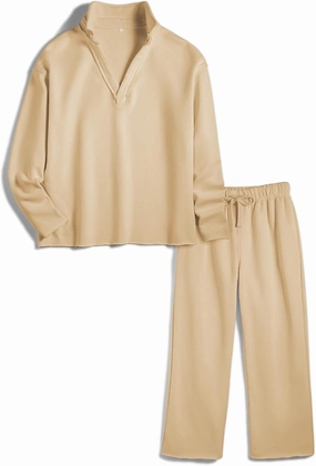 Women's Carmel Tracksuit 2 Piece Set - Patrick Pullover Sweatshirt & Catherine Sweatpants - Casual Lounge Set