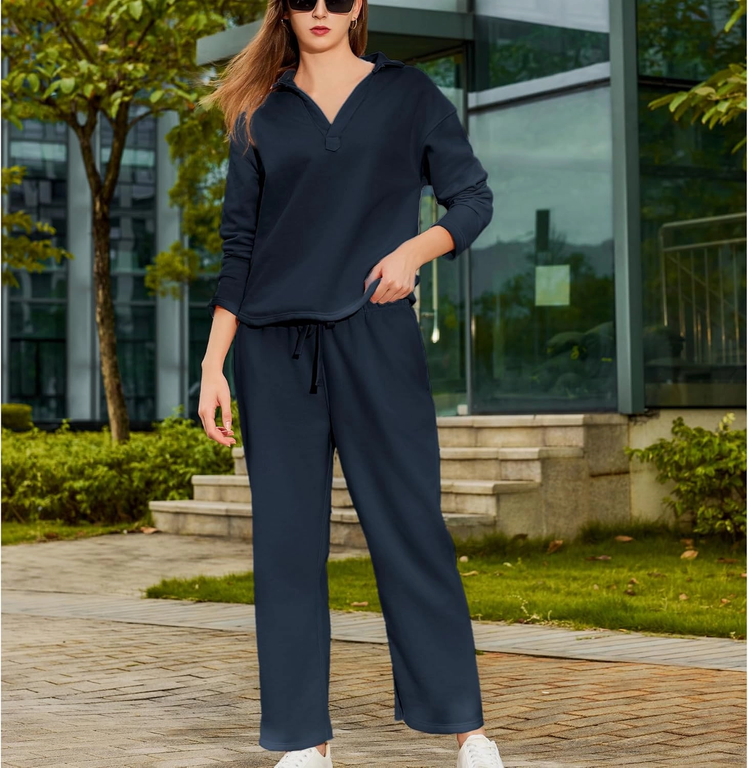 Women's Carmel Tracksuit 2 Piece Set - Patrick Pullover Sweatshirt & Catherine Sweatpants - Casual Lounge Set