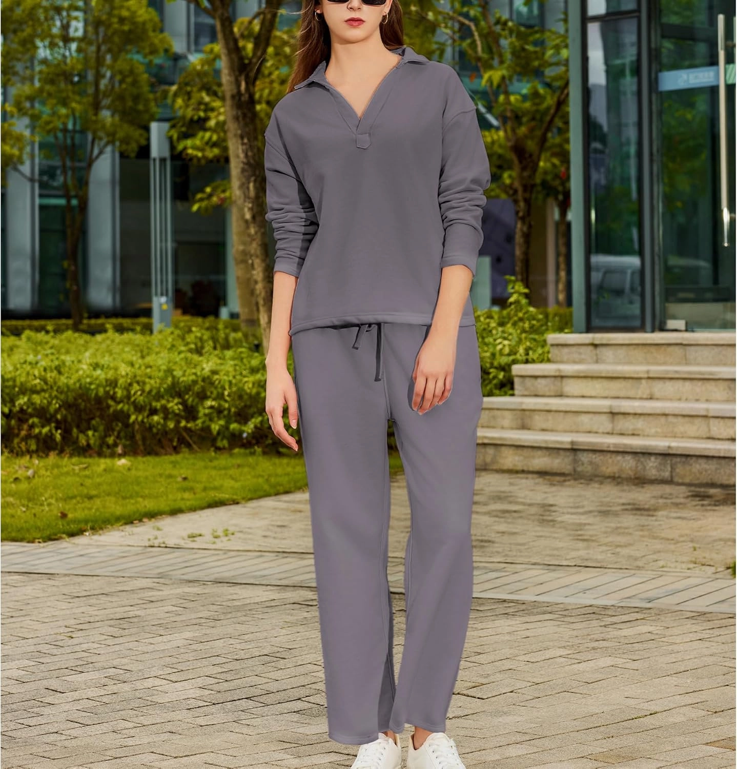 Women's Carmel Tracksuit 2 Piece Set - Patrick Pullover Sweatshirt & Catherine Sweatpants - Casual Lounge Set