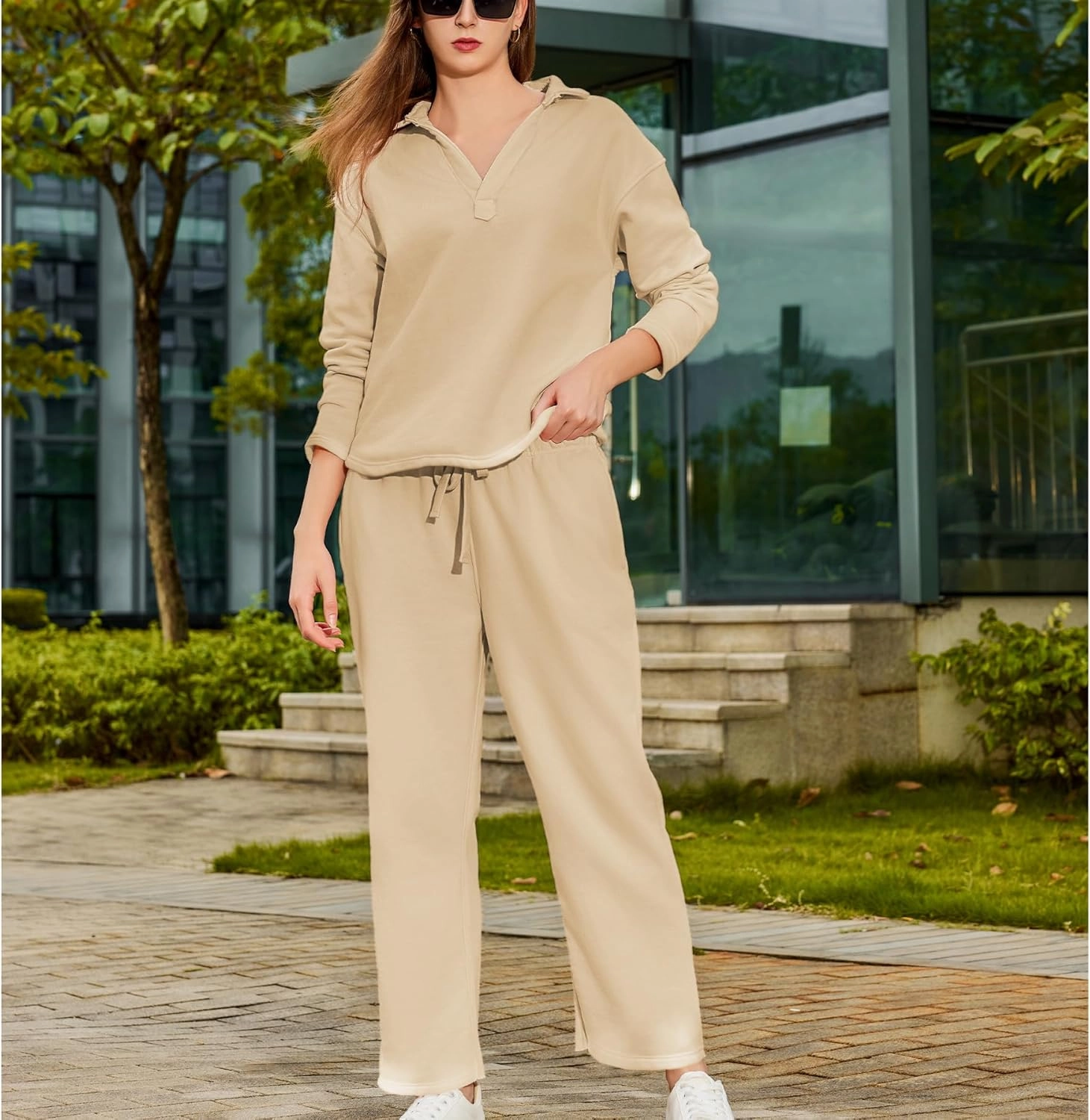 Women's Carmel Tracksuit 2 Piece Set - Patrick Pullover Sweatshirt & Catherine Sweatpants - Casual Lounge Set