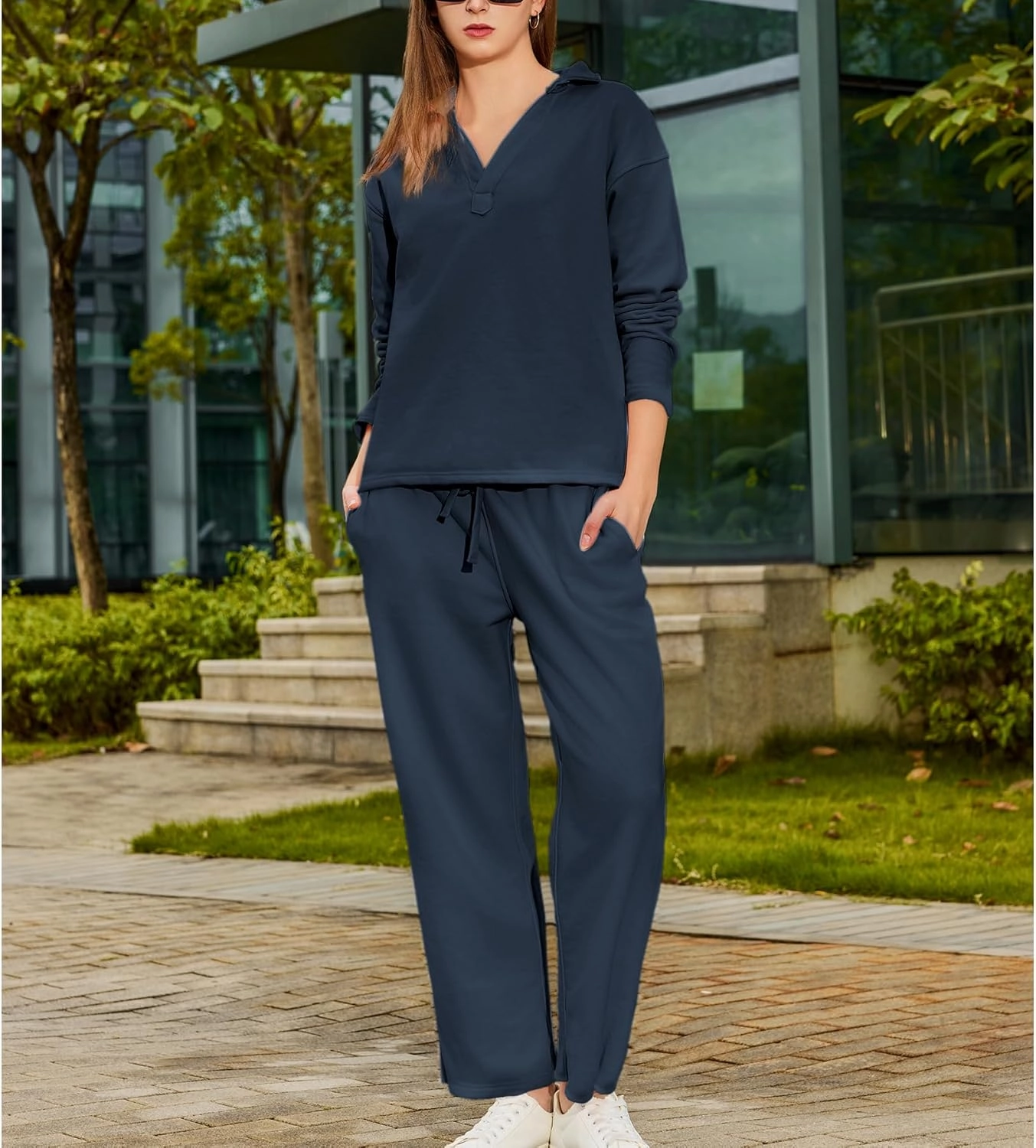 Women's Carmel Tracksuit 2 Piece Set - Patrick Pullover Sweatshirt & Catherine Sweatpants - Casual Lounge Set