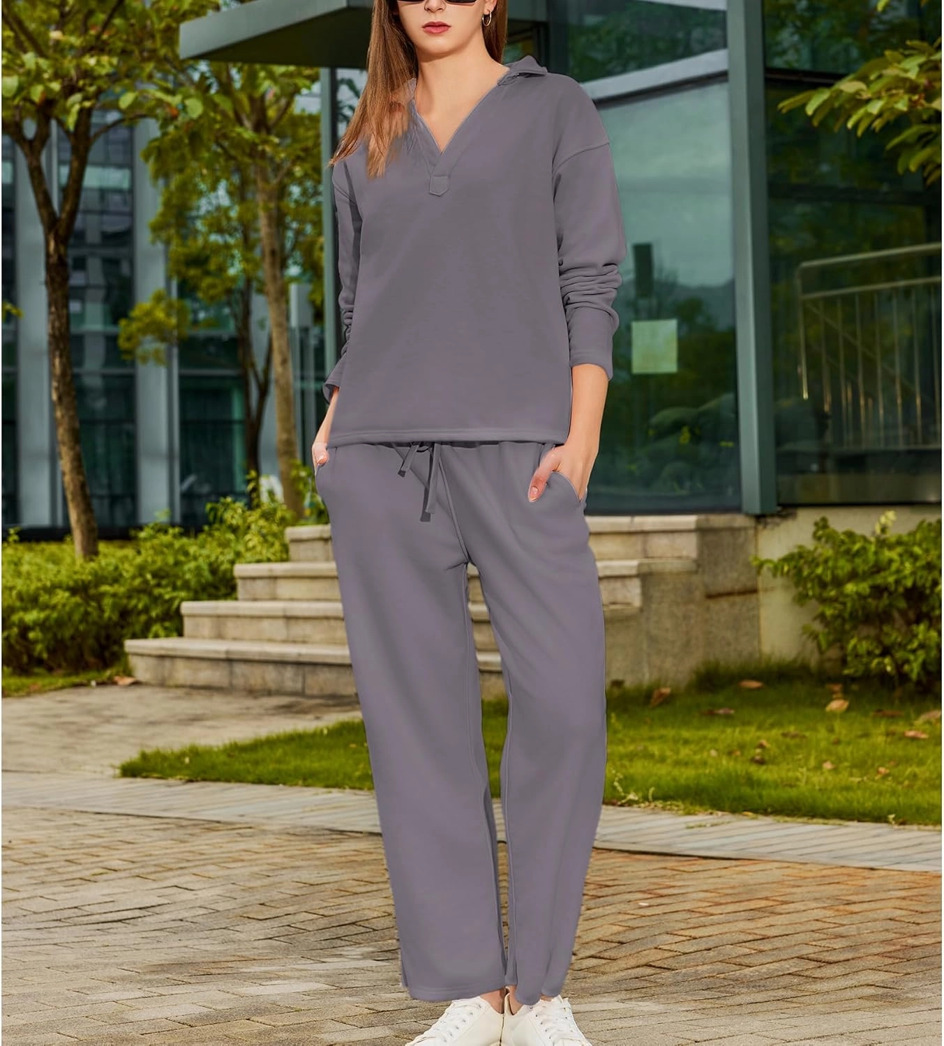Women's Carmel Tracksuit 2 Piece Set - Patrick Pullover Sweatshirt & Catherine Sweatpants - Casual Lounge Set