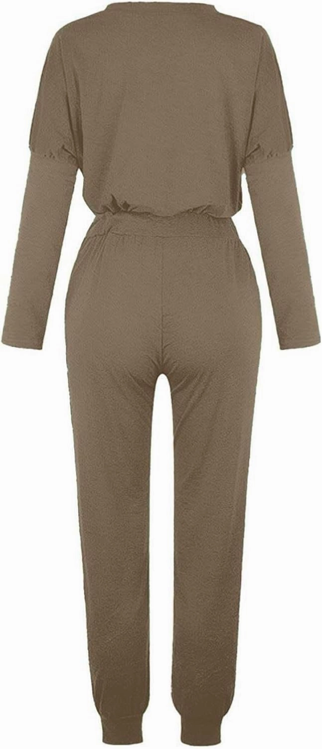 Women's Fall 2 Piece Lounge Outfit Crewneck Pullover Tops Long Pants Tracksuit Sweatsuits with Sweatpants Oversize