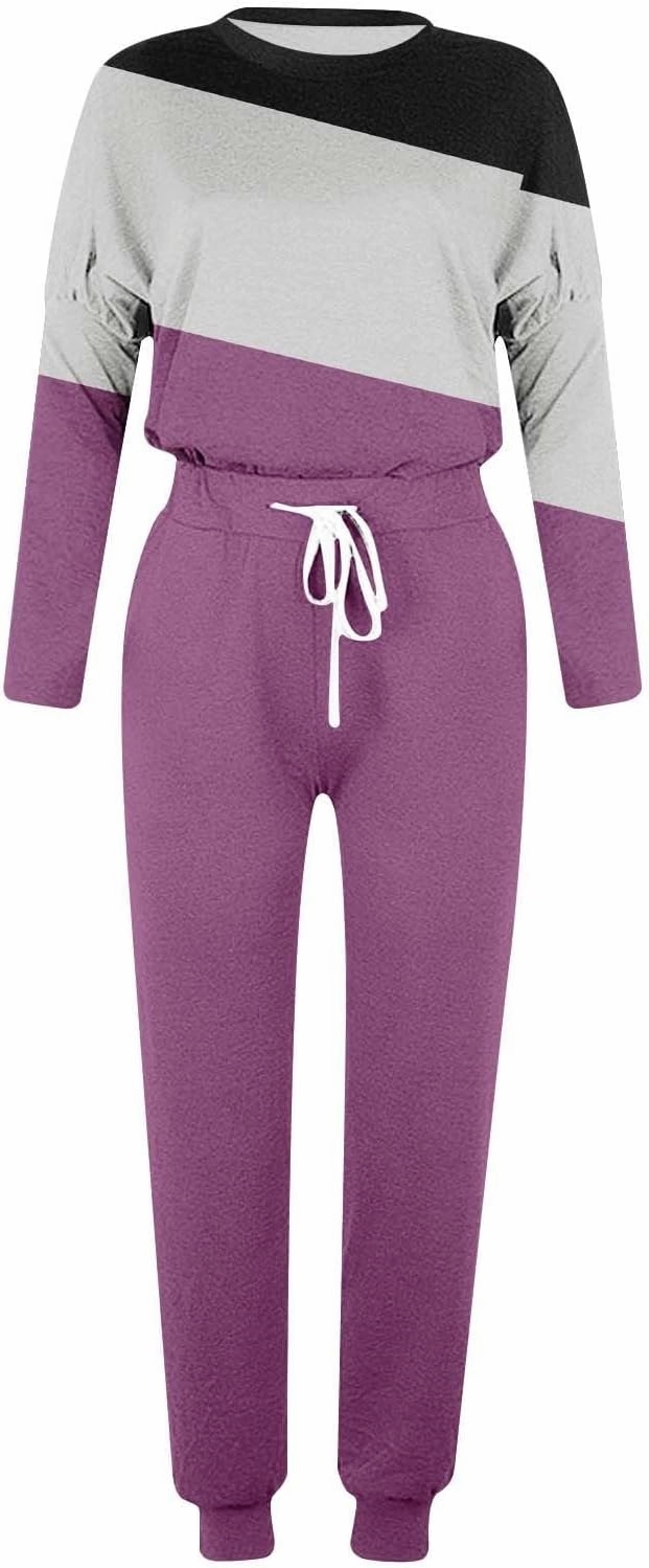 Women Sweatsuits 2 Piece Sleeve Crewneck Pullover Tops and Long Pants Tracksuit Sweatsuits with Dressy Sets Outfits