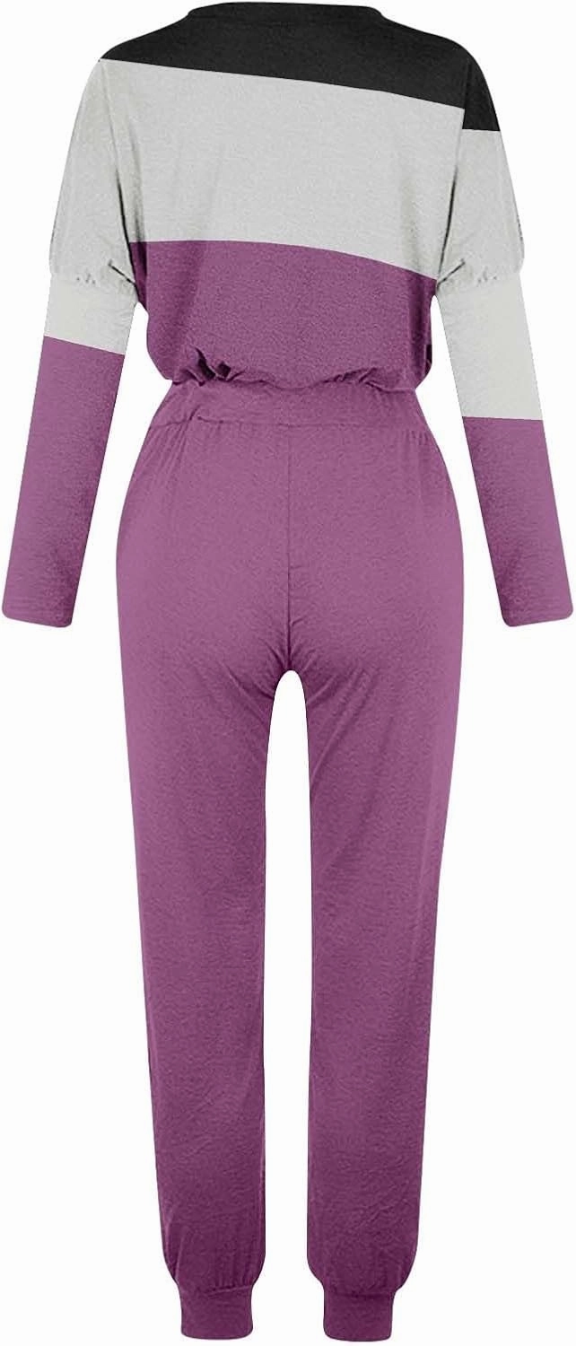 Women Sweatsuits 2 Piece Sleeve Crewneck Pullover Tops and Long Pants Tracksuit Sweatsuits with Dressy Sets Outfits