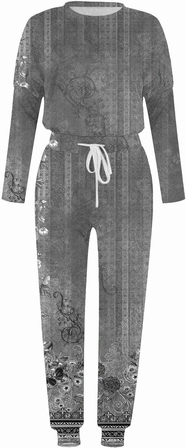 Women Sweatsuits 2 Piece Sleeve Crewneck Pullover Tops and Long Pants Tracksuit Sweatsuits with Dressy Sets Outfits