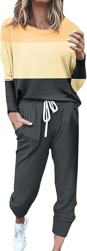 Women's 2 Piece Outfits Long Sleeve Crewneck Pullover Tops and Long Pant Tracksuit Sweatsuits with Sweatpants 2 Piece
