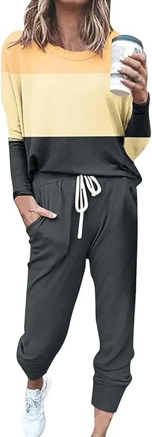 Women's 2 Piece Outfits Long Sleeve Crewneck Pullover Tops and Long Pant Tracksuit Sweatsuits with Sweatpants 2 Piece