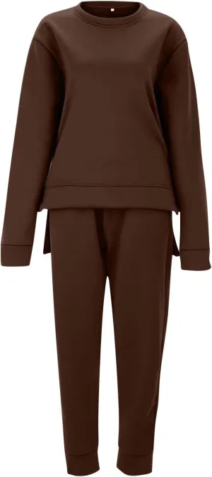 Womens 2 Piece Outfits Sports Sweatshirt Set Two Top Pants Casaul Long Sleeve Tracksuit Joggers Sets