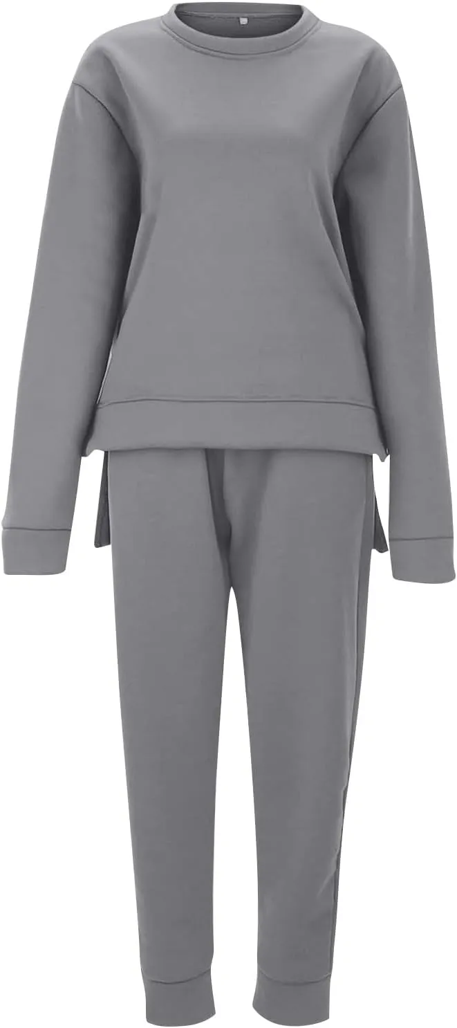 Womens 2 Piece Outfits Sports Sweatshirt Set Two Top Pants Casaul Long Sleeve Tracksuit Joggers Sets