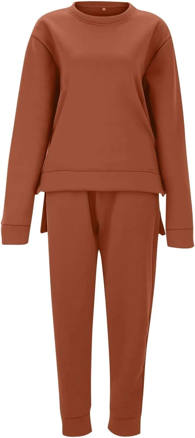 Womens 2 Piece Outfits Sports Sweatshirt Set Two Top Pants Casaul Long Sleeve Tracksuit Joggers Sets