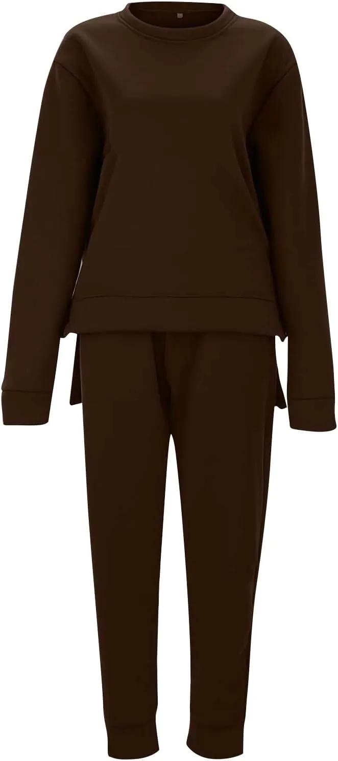 Womens 2 Piece Outfits Sports Sweatshirt Set Two Top Pants Casaul Long Sleeve Tracksuit Joggers Sets