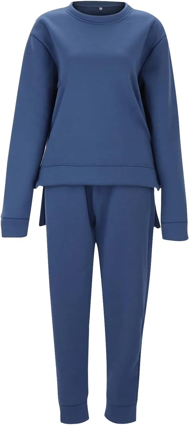 Womens 2 Piece Outfits Sports Sweatshirt Set Two Top Pants Casaul Long Sleeve Tracksuit Joggers Sets