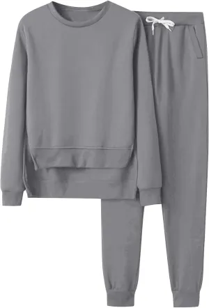 Womens 2 Piece Outfits Sports Sweatshirt Set Two Top Pants Casaul Long Sleeve Tracksuit Joggers Sets