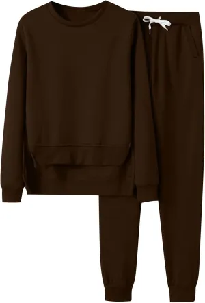 Womens 2 Piece Outfits Sports Sweatshirt Set Two Top Pants Casaul Long Sleeve Tracksuit Joggers Sets