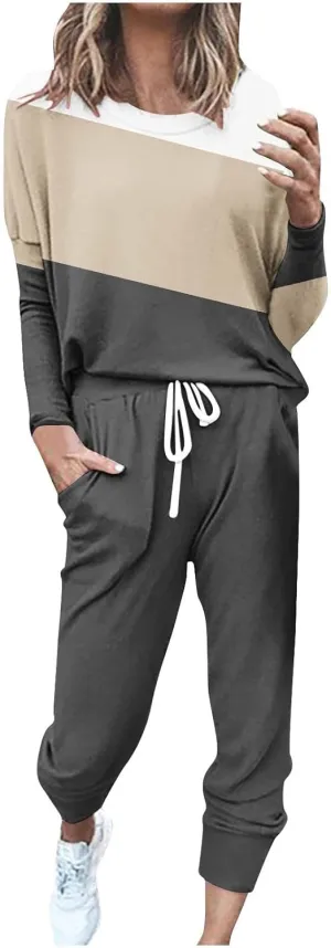 Womens 2 Piece Outfits Sweatsuit Set Oversized Tops and Long Pants Tracksuit Sweatsuits Long Sleeve Hoodie Matching