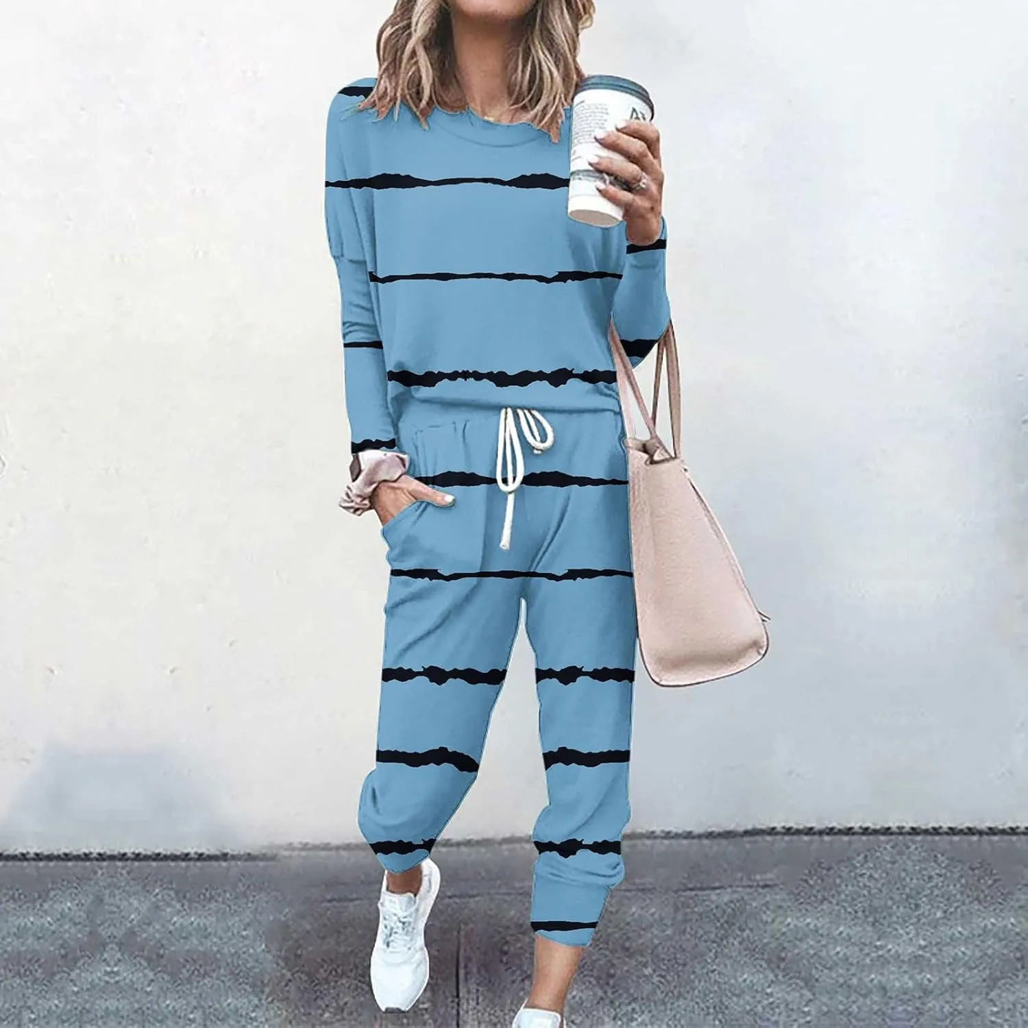 Womens 2 Piece Outfits Sweatsuit Set Oversized Tops and Long Pants Tracksuit Sweatsuits Long Sleeve Hoodie Matching