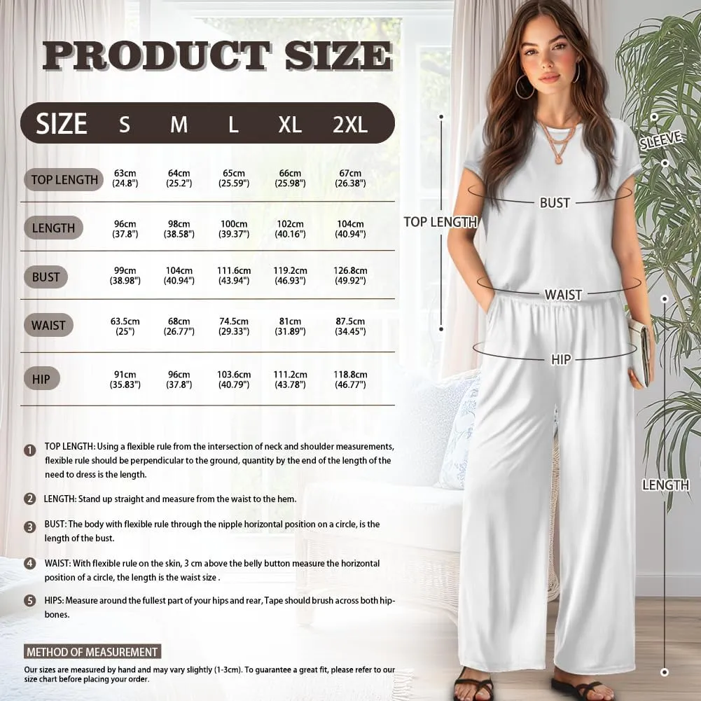 Women's 2 Piece Outfits Sweatsuit Summer Casual Tops and Pants Lounge Sets Travel Clothes Airport Tracksuit S-XXL