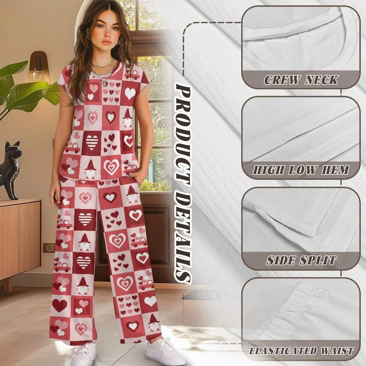Women's 2 Piece Outfits Sweatsuit Summer Casual Tops and Pants Lounge Sets Travel Clothes Airport Tracksuit S-XXL
