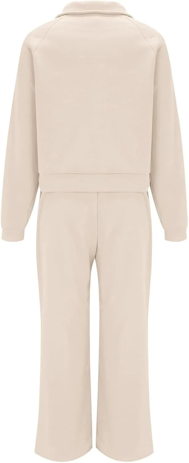 Womens 2 Piece Sweatsuit Outfits Half Zip Sets Hoodies,Sweatpants for Women Casual Colors Freely Combined Separately