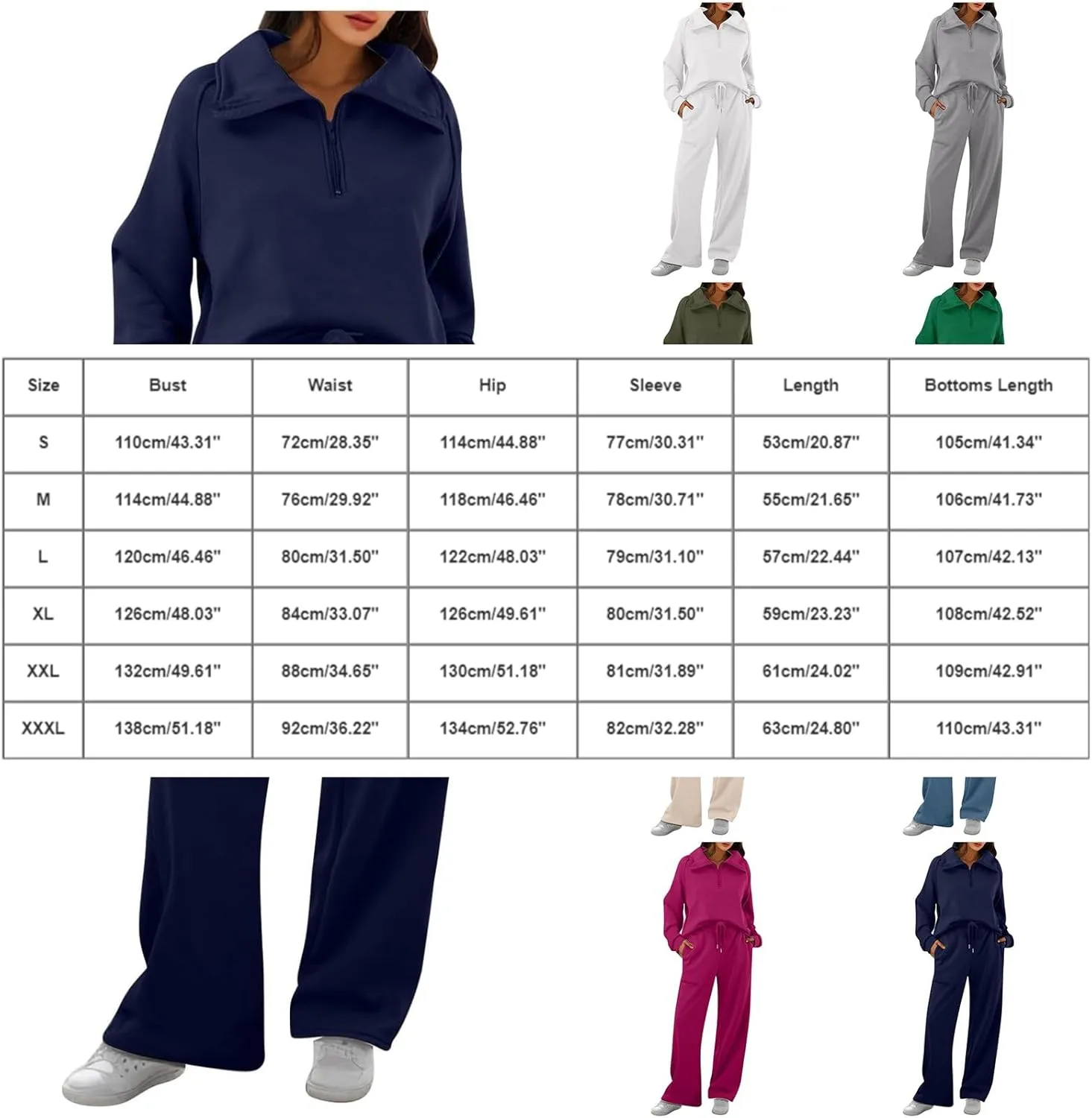 Womens 2 Piece Sweatsuit Outfits Half Zip Sets Hoodies,Sweatpants for Women Casual Colors Freely Combined Separately