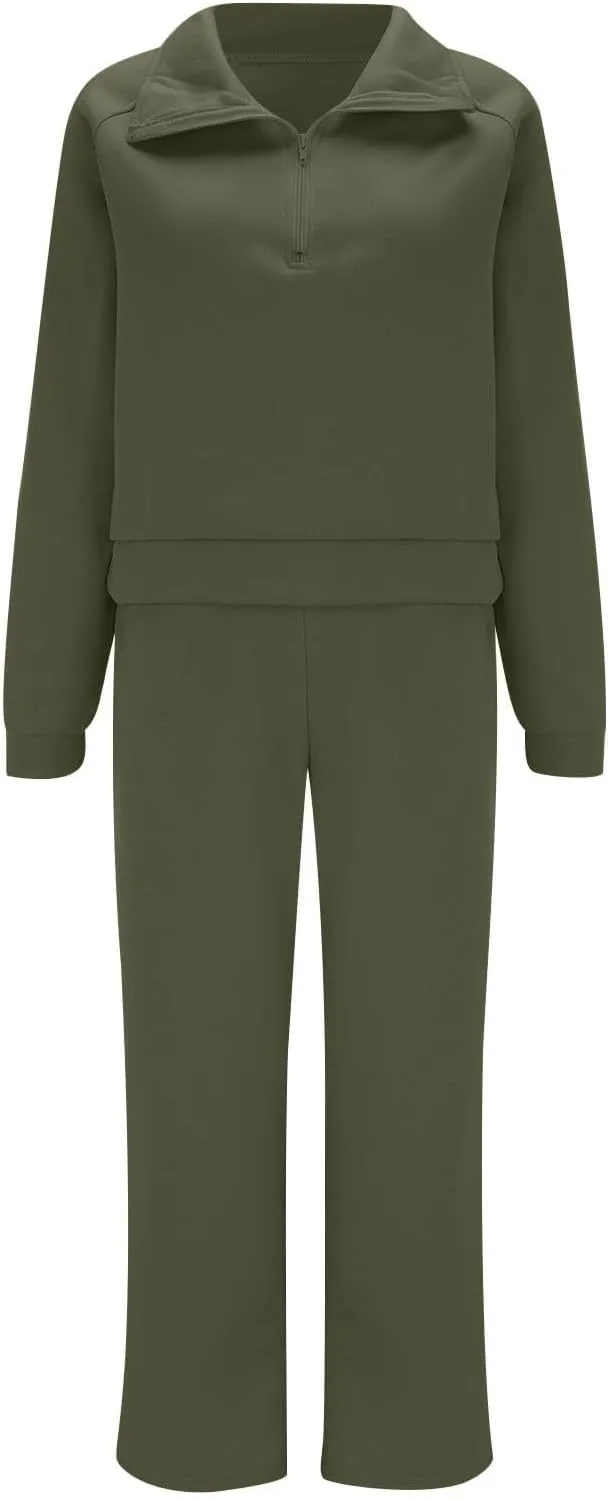 Womens 2 Piece Sweatsuit Outfits Half Zip Sets Hoodies,Sweatpants for Women Casual Colors Freely Combined Separately