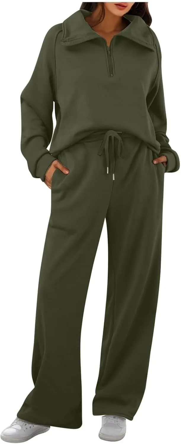 Womens 2 Piece Sweatsuit Outfits Half Zip Sets Hoodies,Sweatpants for Women Casual Colors Freely Combined Separately