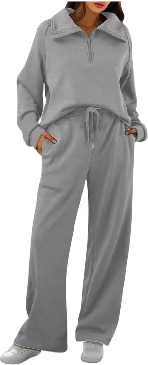 Womens 2 Piece Sweatsuit Outfits Half Zip Sets Hoodies,Sweatpants for Women Casual Colors Freely Combined Separately