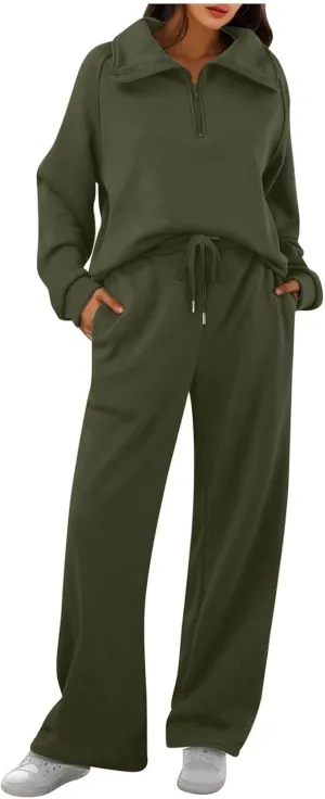 Womens 2 Piece Sweatsuit Outfits Half Zip Sets Hoodies,Sweatpants for Women Casual Colors Freely Combined Separately