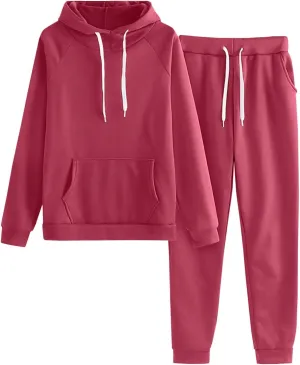 Womens 2 Piece Sweatsuits Sets Tracksuit with Pockets Long Sleeve Hoodies with Baggy Sweatpants Soft Outdoor Outfits Sets