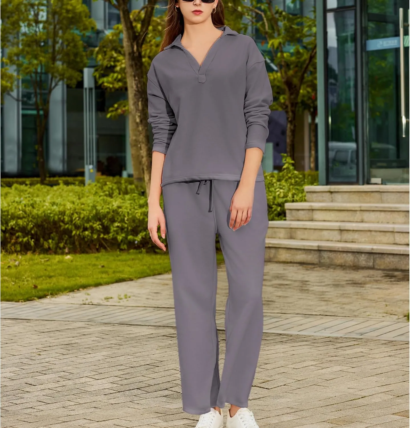 Women's Carmel Tracksuit 2 Piece Set - Patrick Pullover Sweatshirt & Catherine Sweatpants - Casual Lounge Set