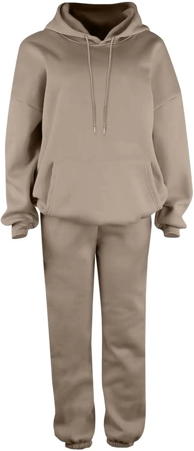 Womens Sweatsuits 2 Piece Set Oversized Matching Sweatshirt Baggy Fashion Lounge Sweatpants Set Tracksuit