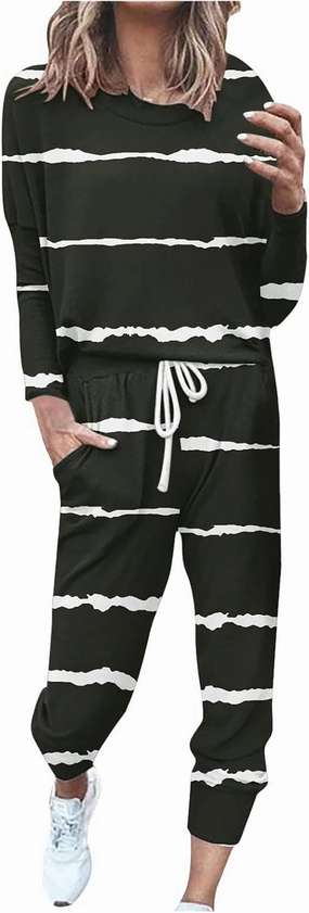 Womens 2 Piece Outfits Sweatsuit Set Oversized Tops and Long Pants Tracksuit Sweatsuits Long Sleeve Hoodie Matching